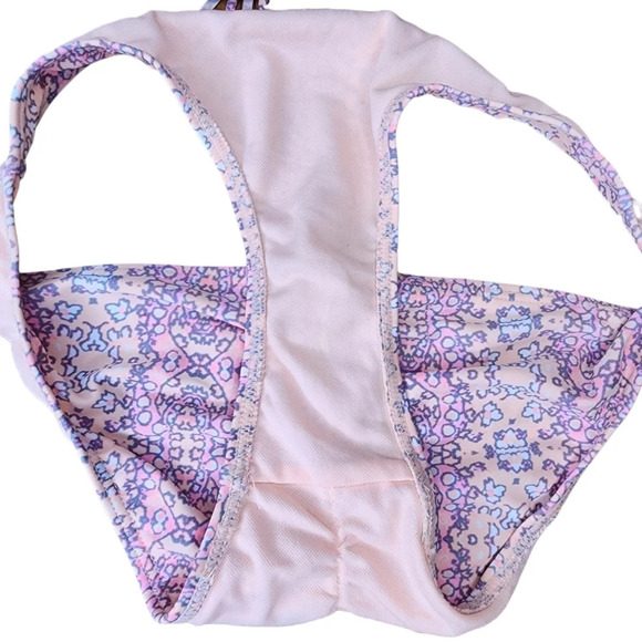 Ninety Five ° Swimsuit Bikini 2 piece Size Small Pink Orange Fringe Top - Picture 8 of 12